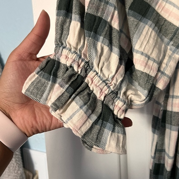 Madewell Lucie Elbow-Sleeve Smocked Mini Dress in Lebaum Plaid - Picture 8 of 8